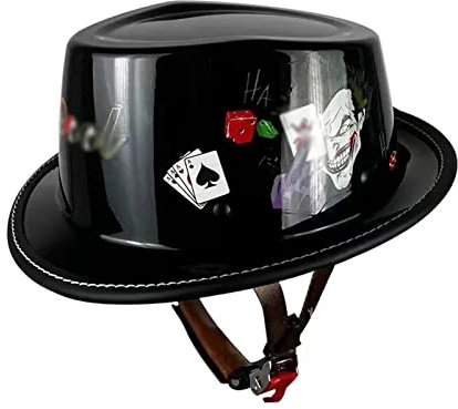 KEFFOR Cowboy-Hut Motorrad Halbhelme, Motorrad Offener Helm, Retro Motorradhelm DOT/ECE, Cool Brain Cap Helm Herren Damen, Motocrosshelme, Motorrad Roller Helm (Color : C, Size : L=(59-60cm))