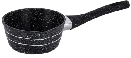 Royalford Milk Pan, 16 Cm Small Multipurpose Saucepan - Non-Stick Granite Coating Soup Pot Milk Pan, Easy to Clean, Induction Sauce Pot with Pour Spout, Black