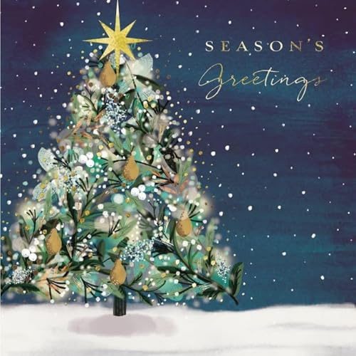 GBCC Lot de 10 cartes de Noël caritatives – Arbre festif dans la neige – Finition aluminium – Cartes de vœux de qualité supérieure avec enveloppes – Soutien aux organismes caritatifs britanniques