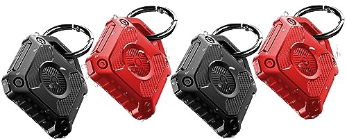 4-pack Airtag nyckelring – ONEONTA Airtag fodral – IP68 vattentät Apple Airtag nyckelring för Airtag – hård TPU Air Tag fodral, 360° fullt skydd, 2-pack svart + 2-pack röd