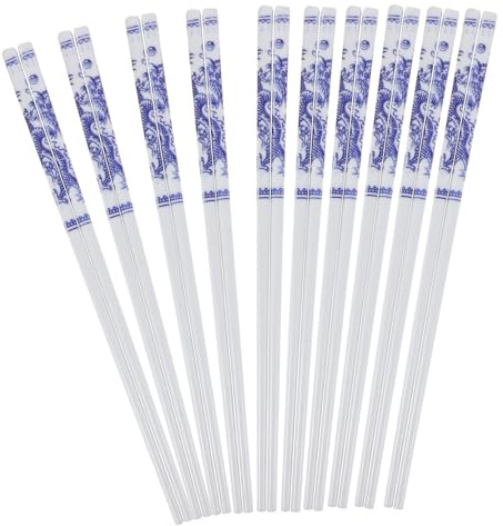 HOMSFOU Chinesische Essstäbchen Essstäbchen Aus Blauem Und Weißem Porzellan 10 Paar Wohnaccessoire