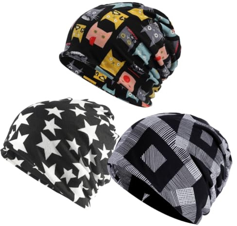 Oulitigy Chemo mössa huvudbonad hatt randig keps stretch mjuk multifunktionell bandana slouch, Färg 5, one size