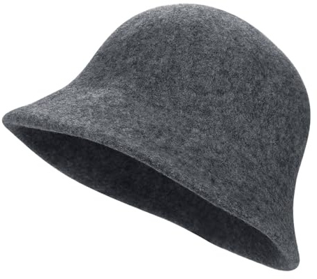 Winter Wool Bucket Hat Vintage Fisherman Cap Winter Warm Wool Felt Cloche Hat Classic Solid Color Style Windproof Fedora Bowler Cap for Ladies Women Men Outdoor Travel Hiking Fishing Camping