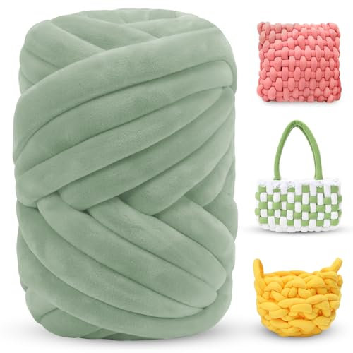 LEREATI Armstricken Wolle 500g Dicke Wolle zum Handstricken Chunky Yarn Schlauchgarn Häkelwolle Dickes Garn zum Häkeln Stricken, für Anfänger, Decken, Tasche, Handstrickgarn (Smaragdgrün)