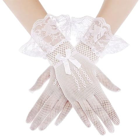 Faxianther Kurz Spitzenhandschuhe Brauthandschuhe Damen Spitze Handschuhe Hochzeit Abend Party Oper Sexy Hochzeithandschuhe Vintage Spitze Elegant Kurze Handschuhe Partykleidung