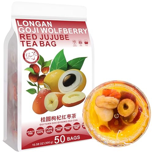 Longan Goji Wolfberry Red Jujube Tea Bag, 300g/10.58oz (6g*50bags) 桂圆枸杞红枣茶 Goji Berry Fruit Tea Wolfberry, Flavored Delicious Beverage Herbal Tea, Combination of Floral Tea
