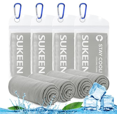 Sukkeen - Paquete de 4 toallas de enfriamiento (40 x 12 pulgadas), toalla de gimnasio para hombres y mujeres, toalla de microfibra de secado rápido para fitness, golf, yoga y deportes