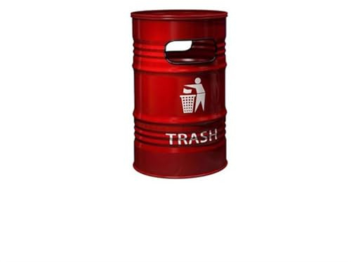 Papelera al aire libre Contenedor De 240L De Gran Capacidad Estilo Industrial Al Aire Libre Hierro Comercial Lata De Gasolina Grande Creativa Grande Exterior Papeleras Basura ( Color : Red )