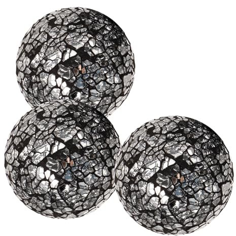 ABOOFAN Decorative Glass Balls,3pcs Glass Sphere Ball Decoration Mirror for Decorate Bowls Filler Vases Tables Centerpiece Dining Coffee Table Decor Black