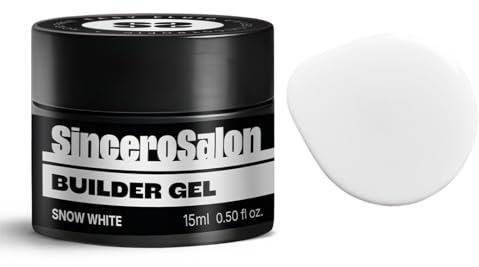 SINCERO SALON Easy Fluid Aufbaugel für Gelnägel - Snow White - TPO-frei - Farbgel für Gelnägel - Ideal UV Gel für Nagelverlängerungen Korrekturen French Manicure - Builder Gel für Nägel 15ml