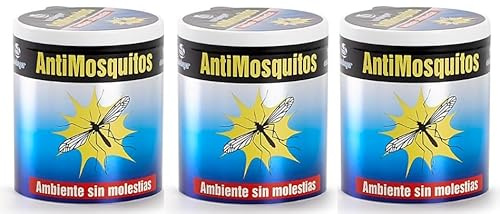 PACK 3 Antimosquitos GEL Lata de 150 gr. x 3 latas. Ambiente sin Molestias. Repele Mosquitos y Moscas. Útil en Interiores y Exteriores.