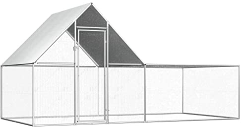 Hommdiy Hühnerstall Kleintierstall Gehege Freilauf Vogelkäfig Hühnerkäfig Hühnerhaus Freigehege Geflügelstall Voliere Verzinkter Stahl 4 x 2 x 2 m