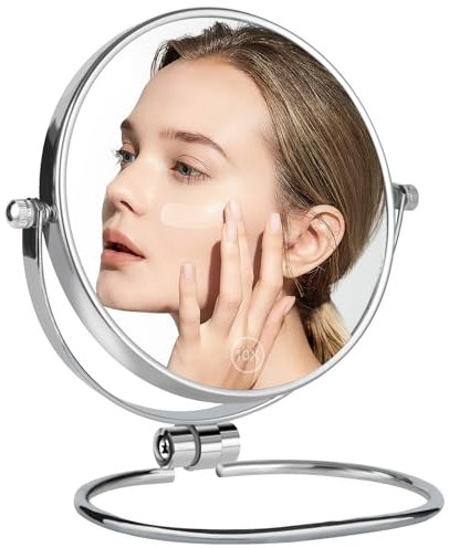 AumVum Travel Mirror Folding 10X Magnifying, 6 Compact Double-Sided Makeup Vanity Mirror, Portable Handheld & Wall Hanging for Shaving Bathroom and Desktop Use (No Light)