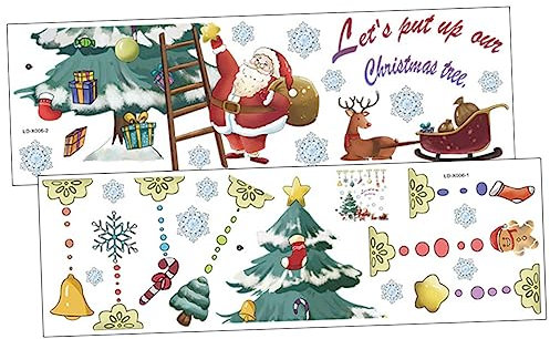 Gadpiparty 2St Weihnachtsfensteraufkleber Lichthausdekorationen für zu Hause Weihnachtsbaum-Fensteraufkleber wiederverwendbare sticker reusable stickers Schrankdekor schmücken PVC-Aufkleber