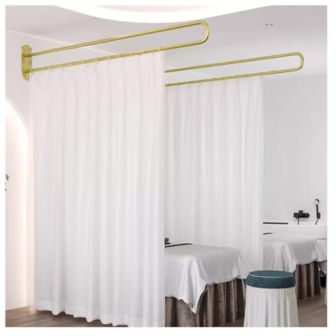 YLLFFLL 2 Pack Curtain Divider for Room Separation with Metal Pole, Home Commercial Partition Privacy Screen Fabric Curtains Panels, Beauty Bed Curtain Support Frame Pull Curtain(White,L 230cm/7.5ft)