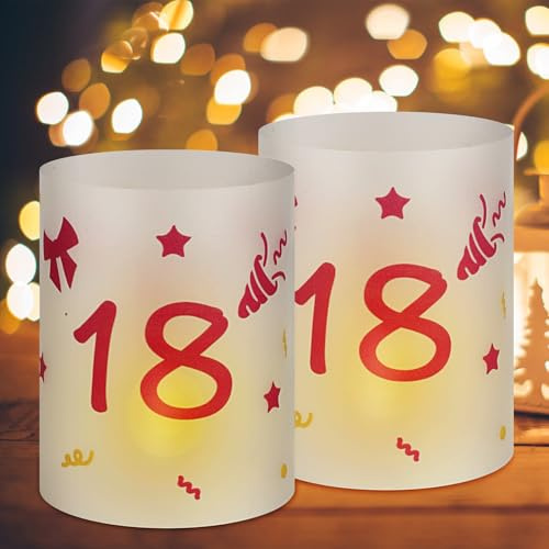 12 Stück Windlicht-Tischdeko für 18. Geburtstag - Deko für Jungen und Mädchen