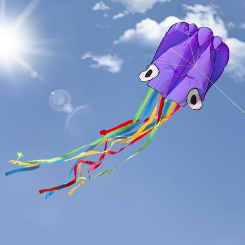 Aquilone, Hillylolly Aquilone Polpo, Aquiloni per i Bambini, Aquilone Acrobatico, Aquilone Grande con Coda Lunga Colorata per Superiore ai 10 anni Bambini e Adulto Giochi all Aperto (Viola)