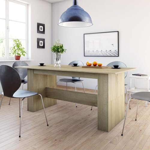Homgoday Esstisch Eiche Sonoma 180 x 90 x 76 cm aus mehrschichtigem Holz, Gartentisch, Küchentisch, Gartentisch