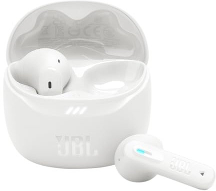 JBL Tune Flex 2, Auriculares inalámbricos Bluetooth y cancelación de Ruido. Autonomía de hasta 48 hrs, IP54 Resistentes al Agua y al Polvo, conexión multipunto, diseño ergonómico y Abierto, Blanco