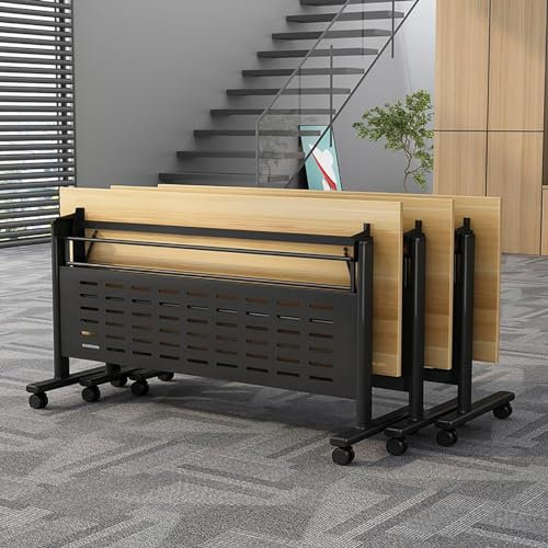AYMIXEM 4-teiliger Klappbarer Konferenztisch, mobiler Schulungstisch mit Rädern, Seminar- und Besprechungstisch mit Klappplatte für Büro, Besprechungsraum, Klassenzimmer (A, 140 x 60 x 75