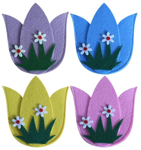 Bestecktasche für Ostern, Blumenmuster, Bestecktasche für Freunde, Vliesstoff, für Freunde, Partys, Familienfeiern, Hochzeiten, Osterpartys, mehrfarbig, single attribute, Unisex