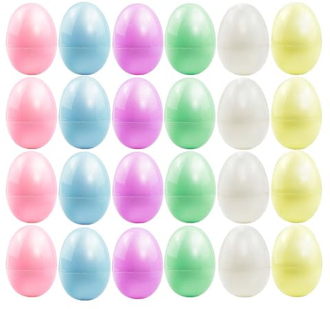 ONEINHE 24 Pcs 2.36 Macaron Easter Eggs, Fillable Easter Eggs Empty Plastic Easter Egg for Easter Egg Hunt, Easter Basket Stuffers, Easter Party Favor, Surprise Egg