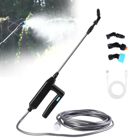 KBIBCK Battery Powered Sprayer, Electric Garden Sprayer with Telescopic Wand, 5M Hose, 3 Nozzles MisterSprayer, Portable GardenSprayer, Rechargeable Electric PlantSprayer for Yard Lawn Weeds Plants