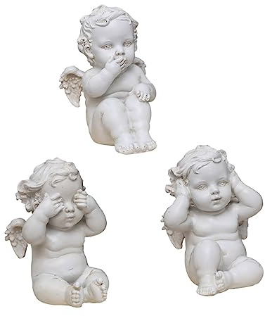 Garneck Set Di 3 Statue Di Angeli in Resina - Ornamenti Non Vedere - Non Sentire Non Parlare Decorazioni Per Ufficio e Casa Ideali Per Creare Un Di Serenità e Armonia