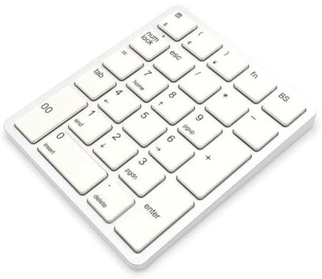 Mcclellanty Tastiera Numerica Wireless 2.4GHz Tastiera Numerica Wireless Ricaricabile per Laptop Bianca