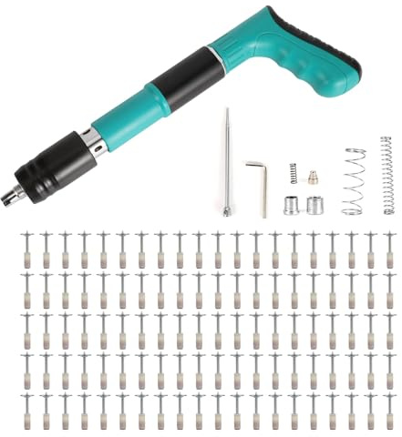 Pistolet à ongles avec 110 clous ronds, mini pistolet à clouer manuel en acier, pistolet à clous en acier pour ancrage mural de plafond, fendu métallique, mur de maison