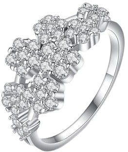 Tolldek 18K 750 Weißgold Diamantring, Diamant Blumen Hochzeitsring, Au750 Gold Freundschaftsringe Echtgold Schmuck, 57 (18.1)