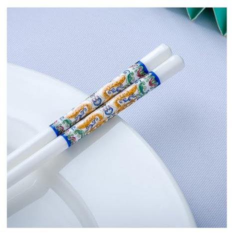Set di bacchette in porcellana cinese in scatola regalo, set di bacchette riutilizzabili e lavabili in lavastoviglie con custodia, bacchette in ceramica ossea di alta qualità con scatola delicata Q
