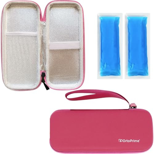 OrtoPrime Borsa frigo per insulina X2, 12 ore, portatile, per diabetici, 12 ore, Rosa