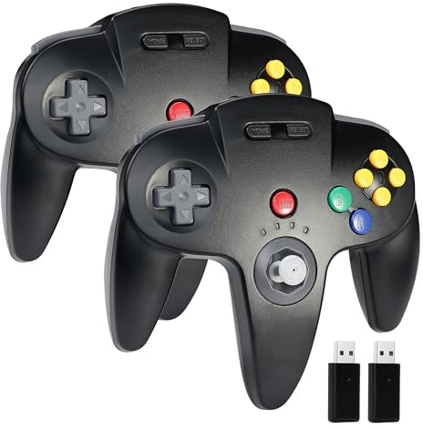 miadore 2 Pack kabelloser Switch N64 Controller für Switch 1/2/OLED/Lite | PC-Controller mit 2,4-GHz-USB-Empfänger,Plug & Play,Eingebaute Vibration,für PC,Mac OS,Raspberry Pi,Linux (Schwarz)