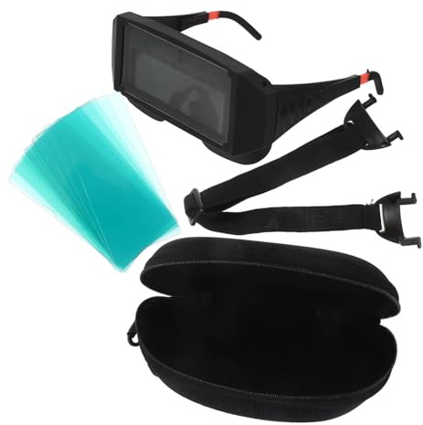 HOMSFOU Auto Darkening Welding Goggles with Case and Protective Solar Powered Safety Glasses for Tig Mig Mma Welding Clear Optical Clarity Adjustment Electric Arc Protection
