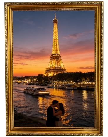 PIGPIGFLY A3 Set de Cadre Photo Mural de Style Vintage Doré Élégant, Résine Haute Qualité, Suspensible, Décoration pour Maison et Bureau