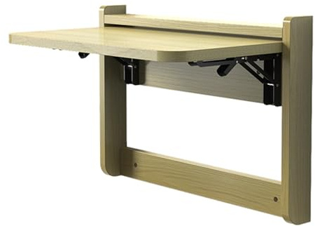 SMELEDFCFK Tavolo Pieghevole A Parete Galleggiante, Tavolo da Lavoro da Parete Tavolo A Scomparsa in Legno, Scrivania per Computer Sospeso Salvaspazio(Oak)