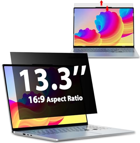 Filtre de Confidentialité pour 13,3 pouces ordinateurs portables 16:9 | Anti-espionnage, Anti-lumière bleue et Anti-reflets, Amovible, compatible avec Lenovo, HP, Dell, Acer, Samsung, Asus