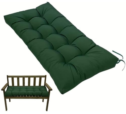 Wasserdichtes 2-Sitzer-Gartenbank-Kissen, 8 cm dick, rutschfest, gepolstert, für Innen- und Außenbereich, Esszimmer, Schaukelstuhl, Grün, 150 cm x 50 cm