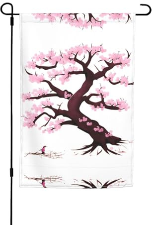 Cherry Blossoms Tree Printed patio flags, 12x18 inches, suitable for balcony, patio, and flower pot decoration.