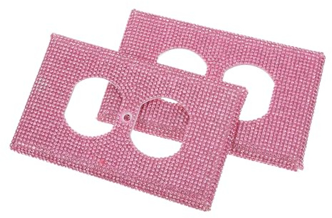Kisangel Lot de 2 Plaques Murales Décoratives en Cristaux Rose pour Prises Électriques, Cache-prises Protection Sécurité Bébé, Finition Scintillante pour Intérieur Maison et Bureau