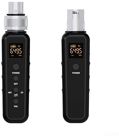 Convertisseur de microphone sans fil UHF avec émetteur-récepteur XLR pour micro dynamique, audio haute fidélité à faible latence, portée de 40 m, réponse en fréquence 20 Hz à 20 kHz, noir (540-590)