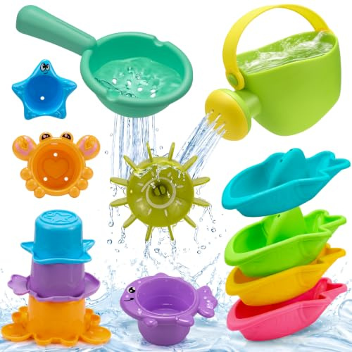 Badewannenspielzeug Baby ab 1-3 Jahre, Wasserspielzeug 10 Stück | Badewannen Spielzeug Kinder Pool Spielzeug Planschbecken Kinder Pool Spielzeug Schimmelfreies Badespielsachen