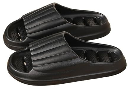 Badrum Bathroom Shoes with Drainage Holes, Comfort Non-Slip House Shower Slippers Summer Lightweight Quick-Dry Pool Slides Hustofflor(Svart,Alpha Medium)