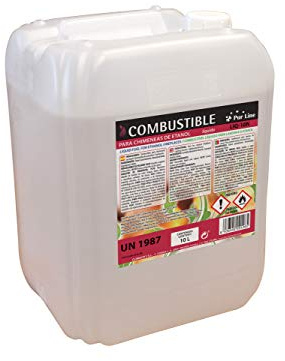 PUR LINE | Combustible etanol vegetal neutro biochimeneas, garrafa 10 litros - Combustible Etanol Ecológico, sin humo ni olor, alta eficiencia calórica y uso seguro interiores