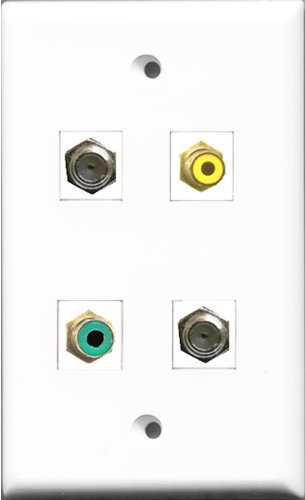 RiteAV 1 Porta RCA Giallo e 1 Porta RCA Verde 2 Porte Cavo coassiale TV - Tipo F