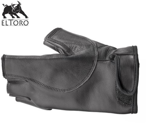 elToro Bogenhandschuh Panther für die Linke Hand, Rindsleder (M) | Handrücken-Schutz für die Bogenhand, geeignet für Rechtshandschützen, verstärkt zwischen Daumen und Zeigefinger