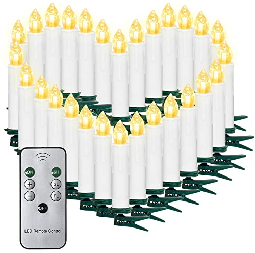 SunJas 10/20/30/40 ER Natale candele LED catena luci candele weihnachtsbaum candele con telecomando senza fili, bianco[Classe di efficienza energetica A+++]
