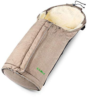 Fellhof 108708 Lammpäls ryggsäck strumpor, justerbar storlek, beige-melange