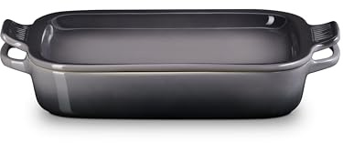 Le Creuset Rechteckige Auflaufform mit Deckel aus Steingut, Steingut, grau, 14 3/4X9X2 1/2 (2.75 Qt.)